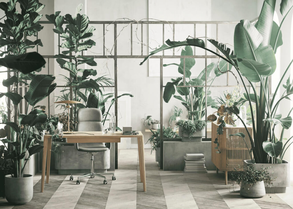 Einrichtungs- & Wohntrends - Biophiles Design - oder Biophilic Design - auf die Spitze getrieben in diesem Office. 